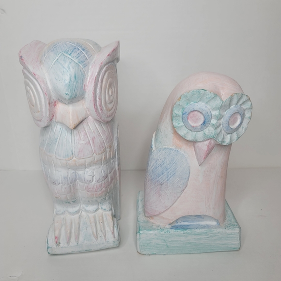 Pastel owl shelf decor book ends - Picture 3 of 8